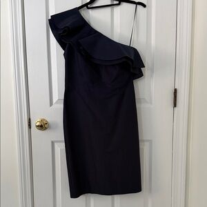 J. Crew One-Shoulder Dress in Deep Blue